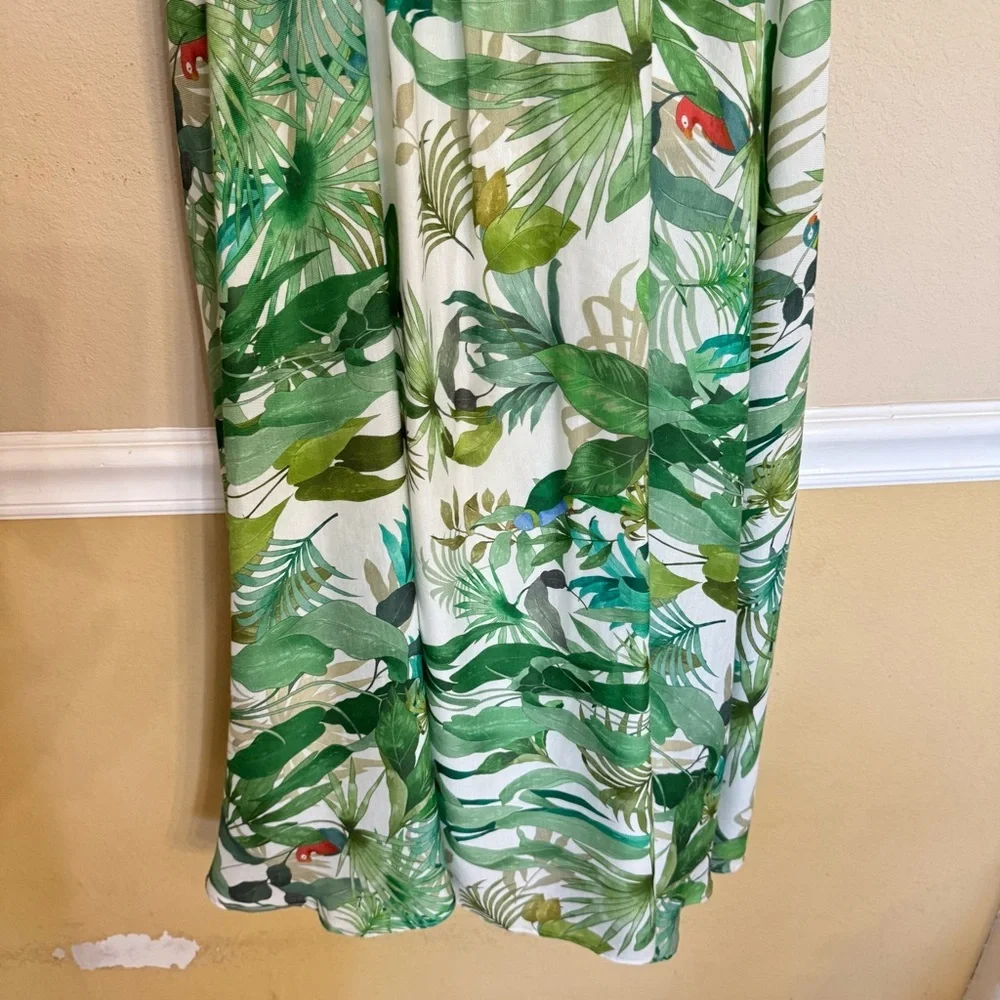 Antonio Melani LINEN Blend Selene Tropical Print One Shoulder Belted Dress Sz 12 - Picture 8 of 16